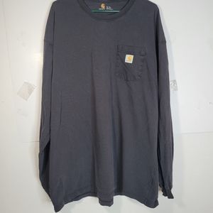 Mens Carhartt Long sleeve Black one pocket t-shirt Size XL Tall Some issues
